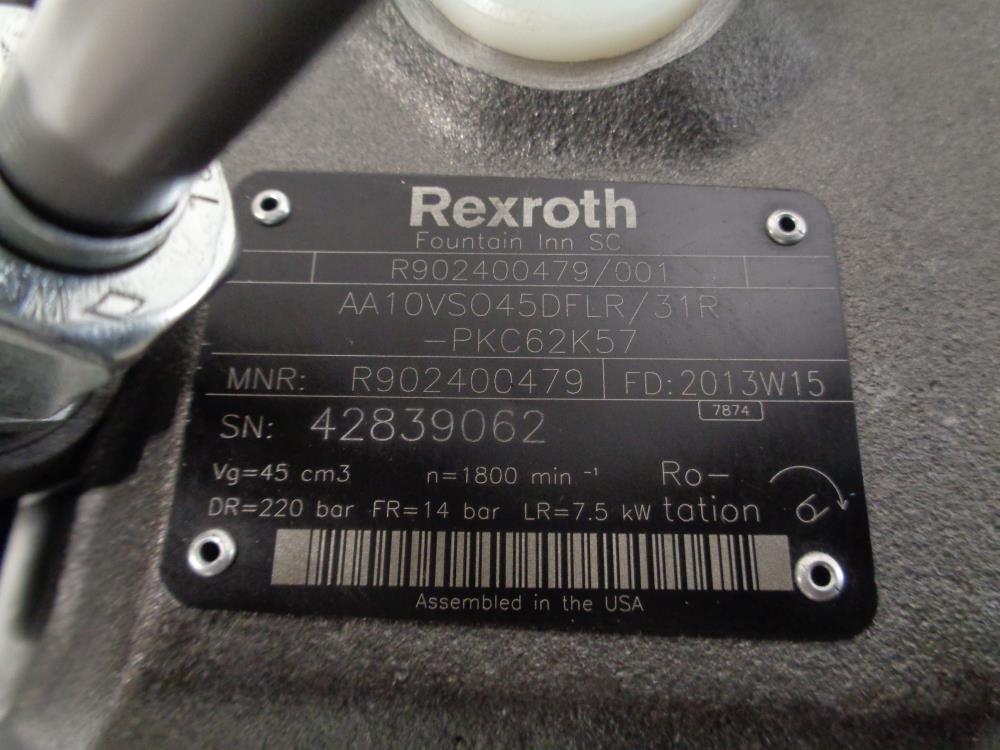Rexroth R902400479 Hydraulic Piston Pump AA10VS045DFLR/31R-PKC62K57